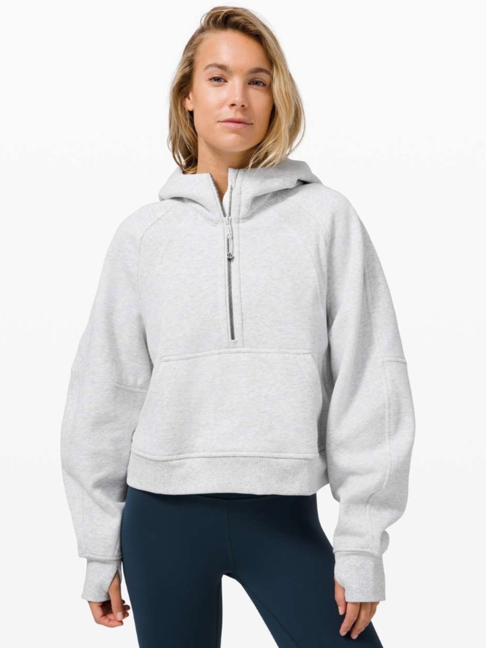 Lululemon Scuba Oversized 1/2 Zip Hoodie Heathered Core Ultra Light Grey M/L